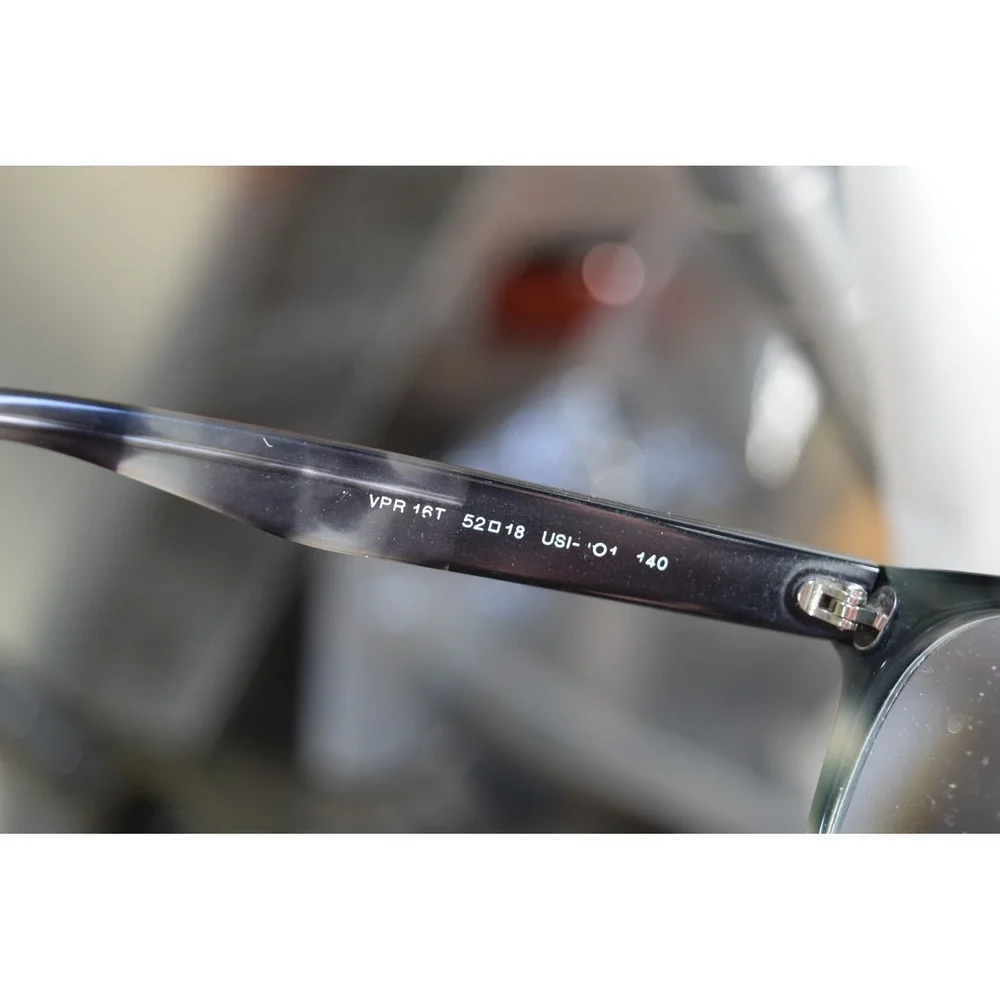 Prada VPR 16T USI-1O1 Round Black Tortoise Eyeglasses 52 18 140 Italy
